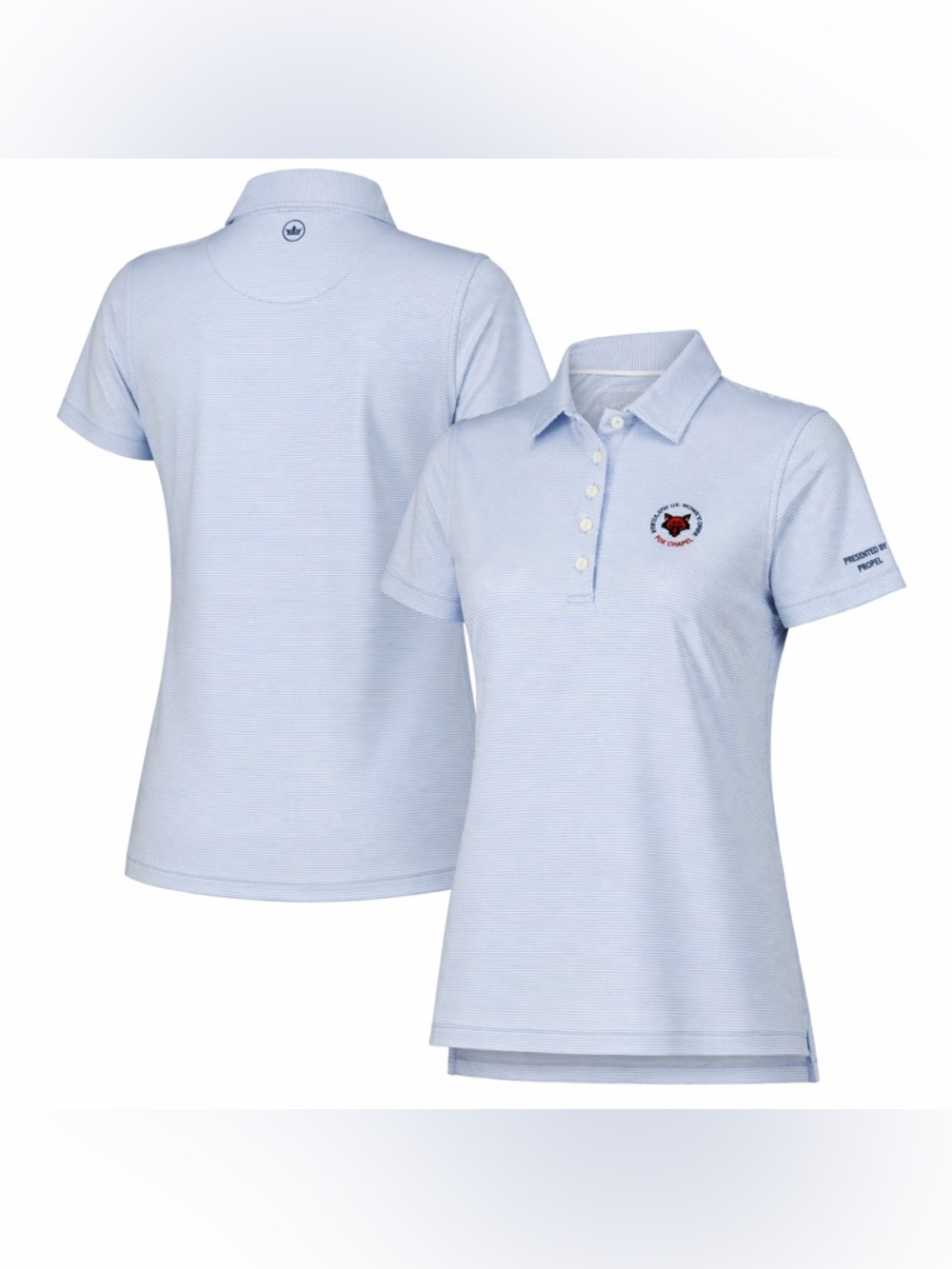 Peter Millar Light Blue women’s Short Sleeve Polo with Embroidered Crest size L